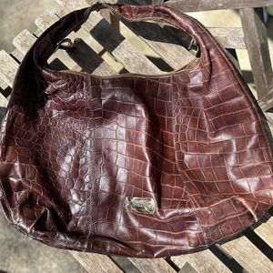 Huge Furla croc print circle bag